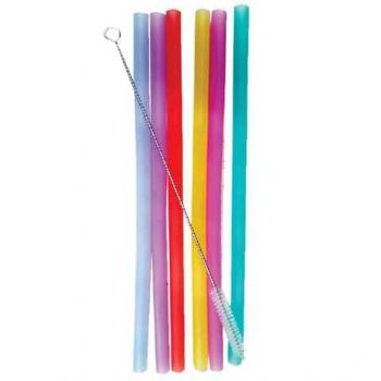 Big Straight Silicone Straw With Cleaning Brush