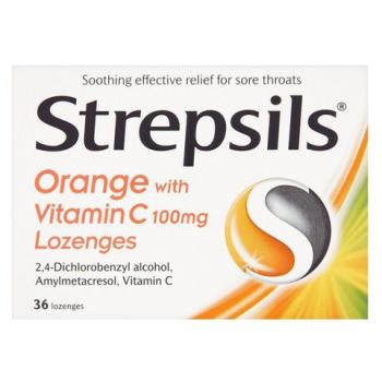 Strepsils Lozenges Orange Flavor With Vitamin C 100 Mg 36 Pieces