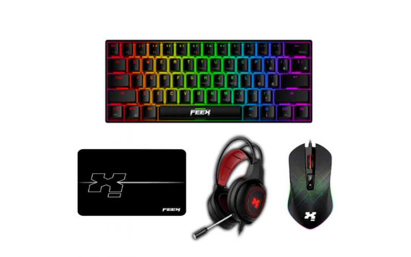 FEEX MINI GAMING COMBO 4 IN 1 ( MOUSE -  KEYBOARD - HEADSET - MOUSE PAD )