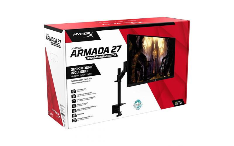 HyperX Armada 27 IPS QHD 2K HDR10 165Hz Refresh Rate 1ms Response Time NVIDIA G-SYNC Compatible w/ Desk Mount