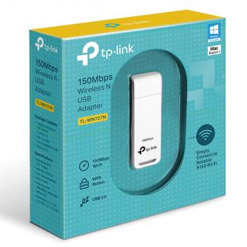 TP-Link (TL-WN727N) Nano USB Wifi Dongle 150Mbps High Gain Wireless Network Adapter w/ WPS Button Supports Win, Linux, MacOS