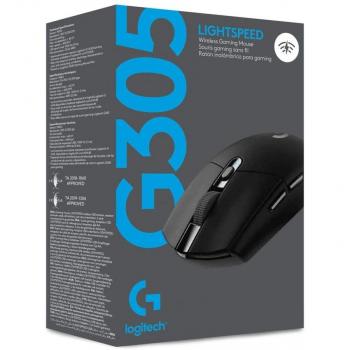 Logitech G305 Lightspeed Wireless Gaming Mouse w/ Hero 12K Sensor 6 Programmable Buttons Up To 250 Hours Durability With One AA Battery - Black