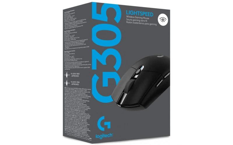 Logitech G305 Lightspeed Wireless Gaming Mouse w/ Hero 12K Sensor 6 Programmable Buttons Up To 250 Hours Durability With One AA Battery - Black