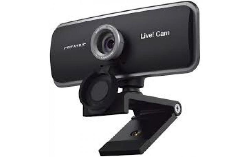 Creative Live! Cam Sync 1080p Full HD Wide-Angle USB Webcam with Dual Built-in Mic, Privacy Lens Cap, Universal Tripod Mount, High-res Video Calling, Recording, and Streaming Camera for PC or Mac