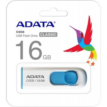 C008 16GB WHITE+BLUE RETAIL Capless Sliding USB Flash Drive