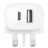 Belkin BOOST CHARGE 32W USB-C PD + USB-A Wall Charger UK Plug White