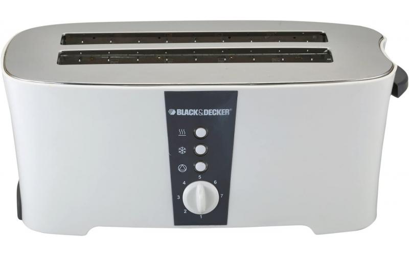 Black+Decker Et124-B5 4 Slice Long Cool Touch Toaster (White/Metal)