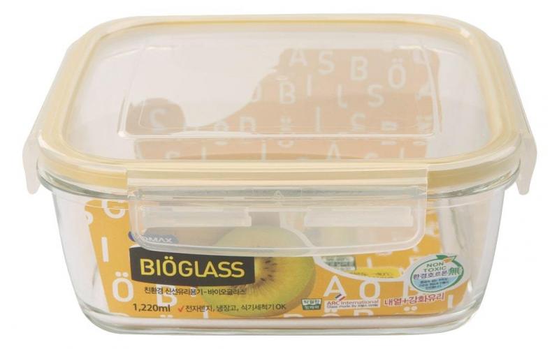 Komax Bioglass Square Food Storage Container, 1.22 L