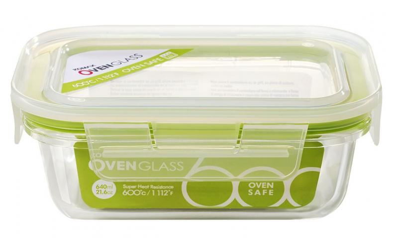 Komax Oven Glass Rectangular Food Storage Container, 640 ml