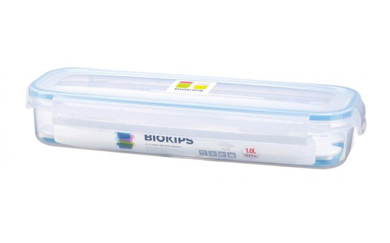 Komax Biokips Rectangular Food Storage Container With Strainer, 1 L