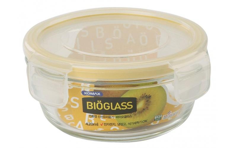 Komax Bioglass Round Food Storage Container, 420 ml