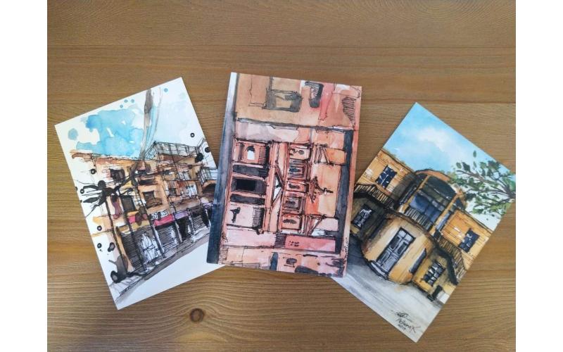 3-Pack Postcards by Saleh
