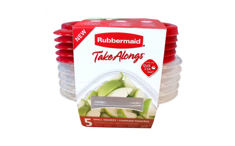 Rubbermaid Takealongs Small Square Food Storage Container, 298 ml (5 Pack)