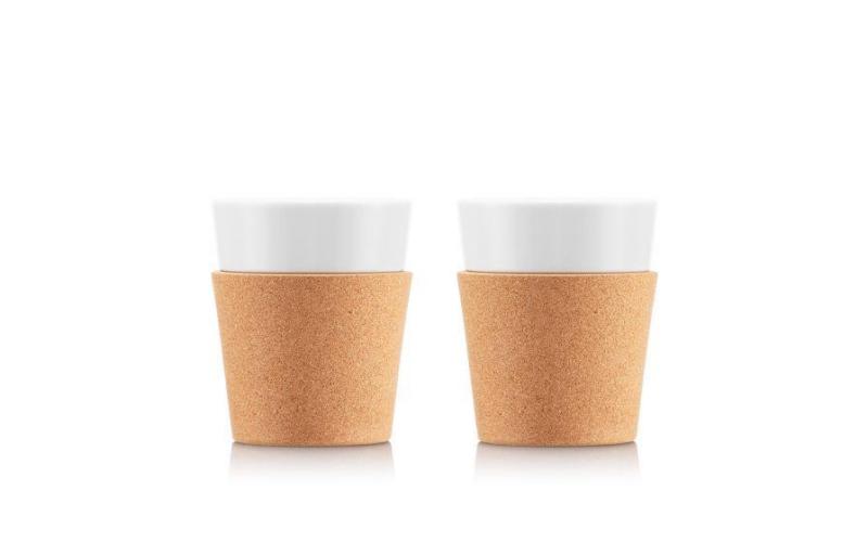 Bodum Bistro 2 Pcs Porcelain Mug with Cork Sleeve 0.3l, Cork