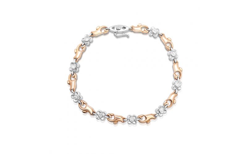 Flower & Lock Two-Tone Bracelet
