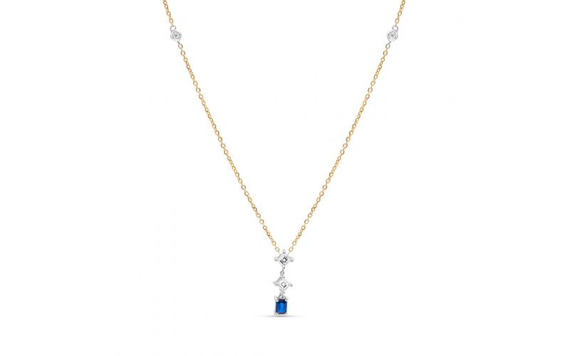 Princess-Cut Diamond and Sapphire Pendant