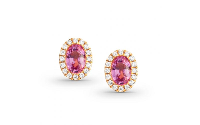 Oval Pink-Sapphire Studs