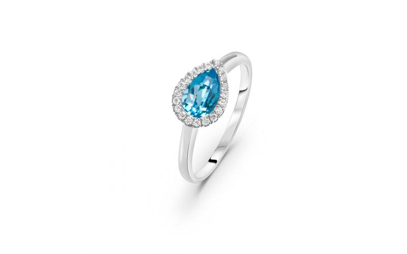 Pear-Blue Topaz Ring