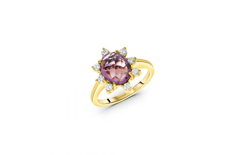 Oval Amethyst Flower Ring