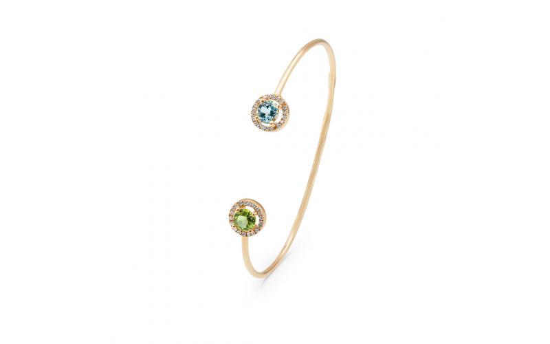 Our Iconic Open-Bangle in Blue & Green Topaz