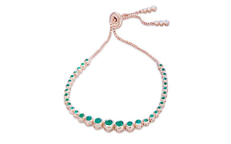 Round Emerald Adjustable Bracelet
