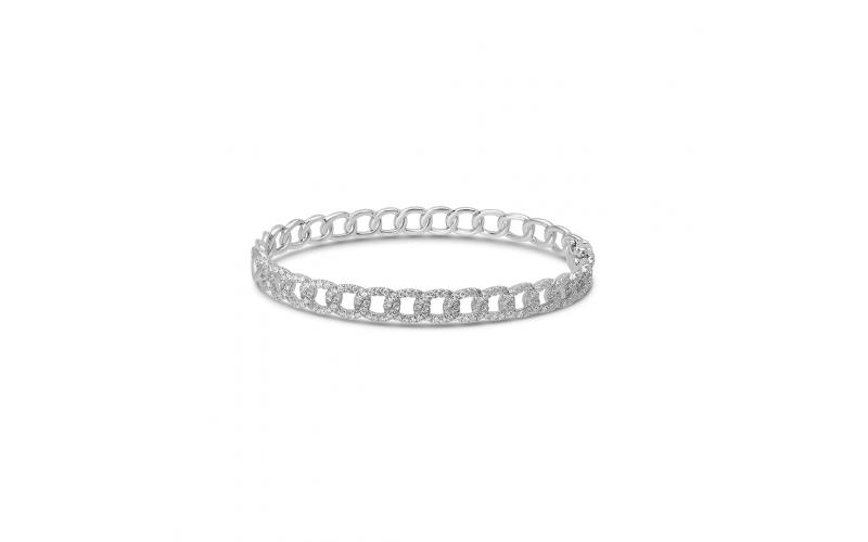 Solid-Chain Bangle in White Diamonds