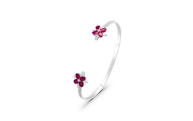 Ruby Flower Open-Bangle