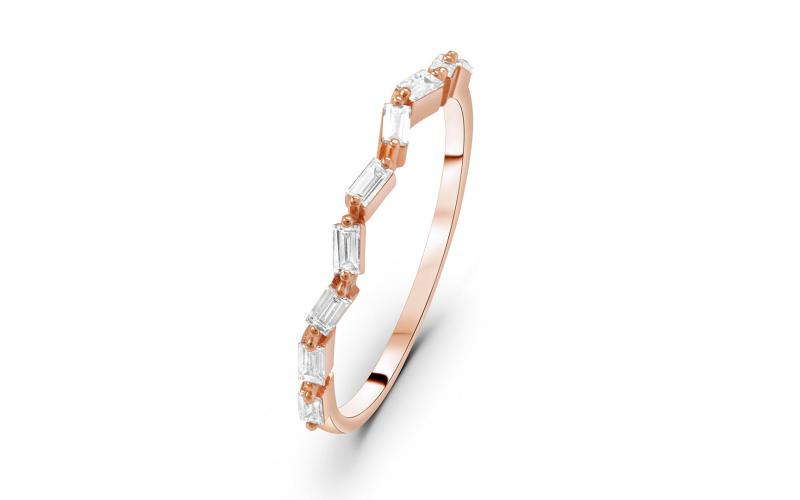 Stackable All-Baguette Ring in Rose Gold