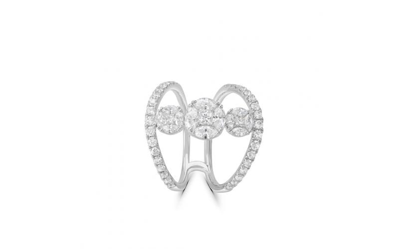 Multi-ring with a Round Invisible Setting