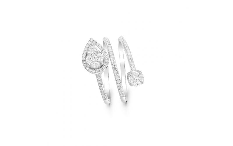 Multi-ring with Pear Invisible Setting