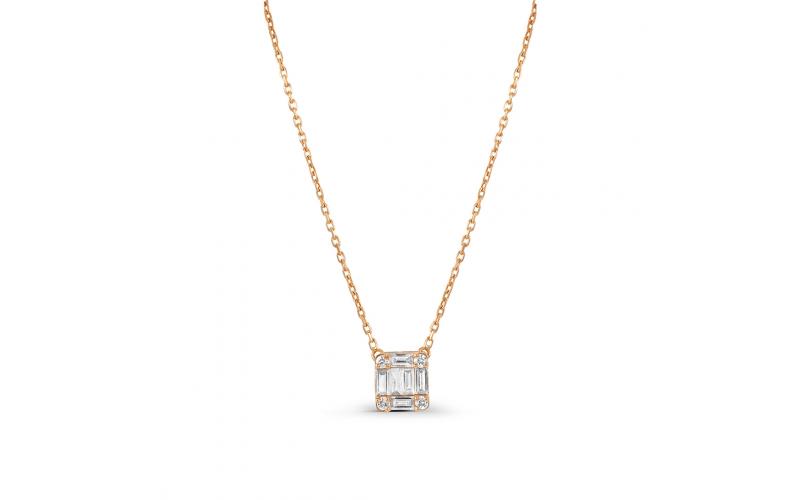 Dainty Square Invisible Setting Pendant