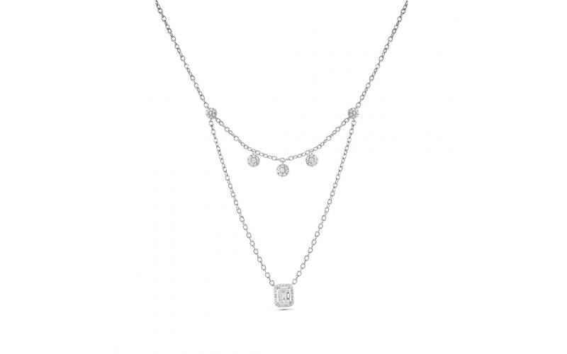 Double  Necklace in White Diamonds