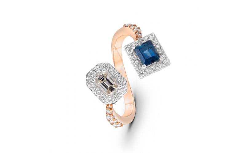 Open Sapphire and Diamond ring