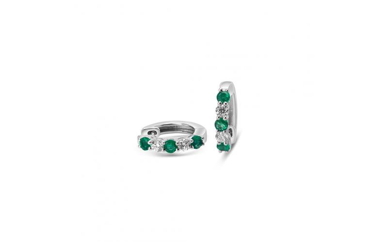 Emerald and Diamond Mini-Hoops