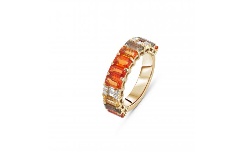 Half-Band Rainbow Ring with Diamonds