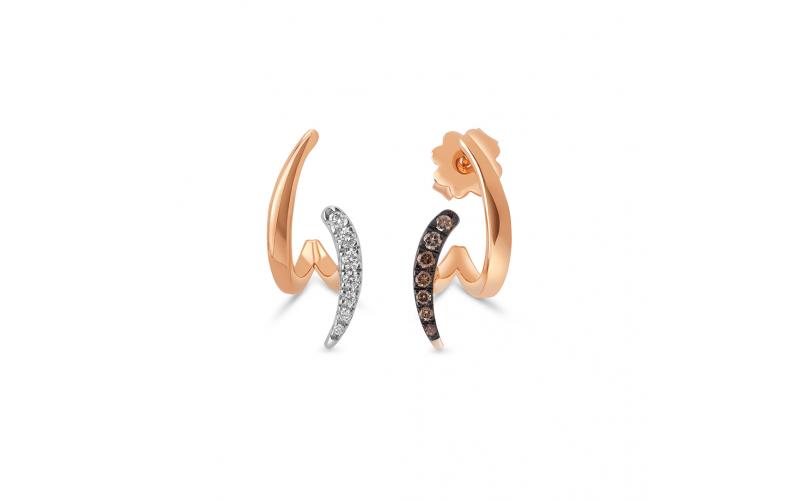 Irregular huggies in White and Brown Diamonds