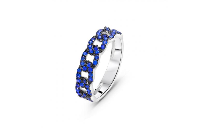 Solid Chain Ring in Sapphires