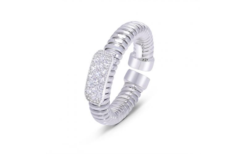 Flexible Ring in White Diamonds