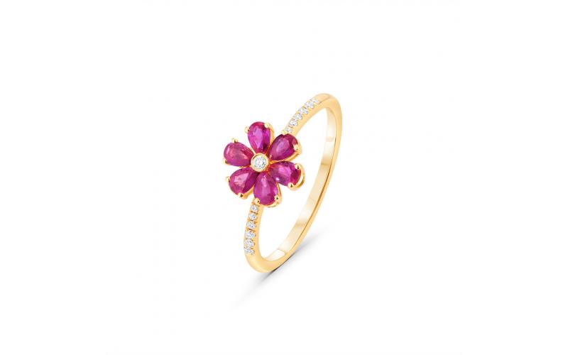 Flower Ring in Ruby