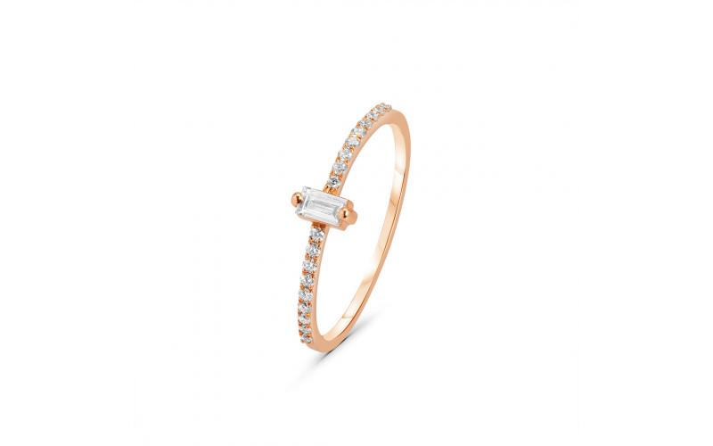 Dainty Ring with Baguette Center Stone