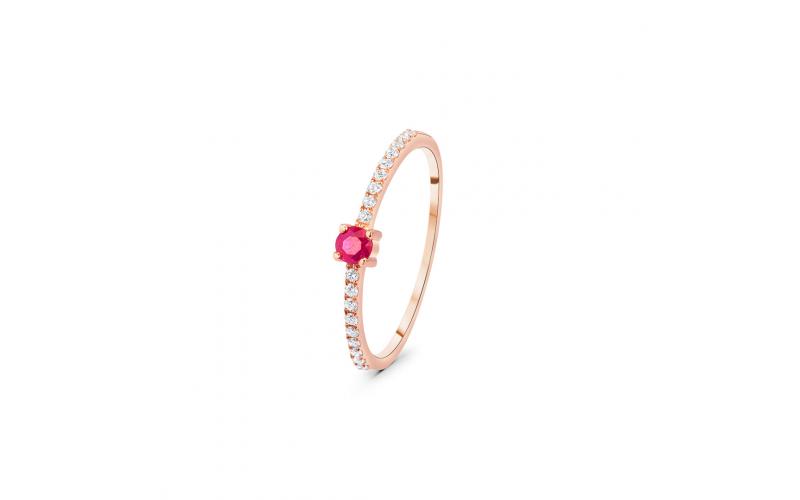 Dainty Ring with Ruby Center Stone