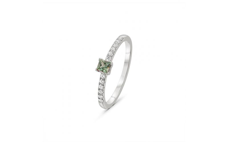 Dainty Ring with Sapphire Princess Center Stone