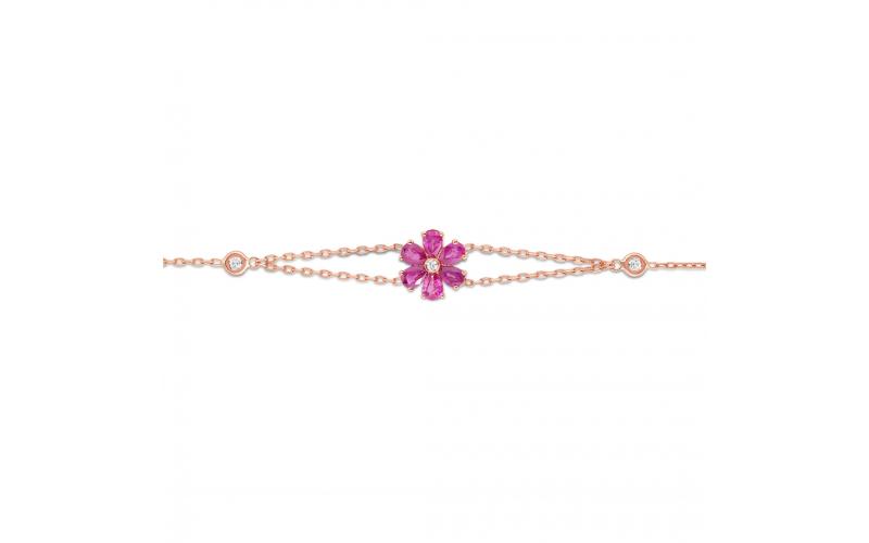 Dainty Flower Bracelet in Ruby