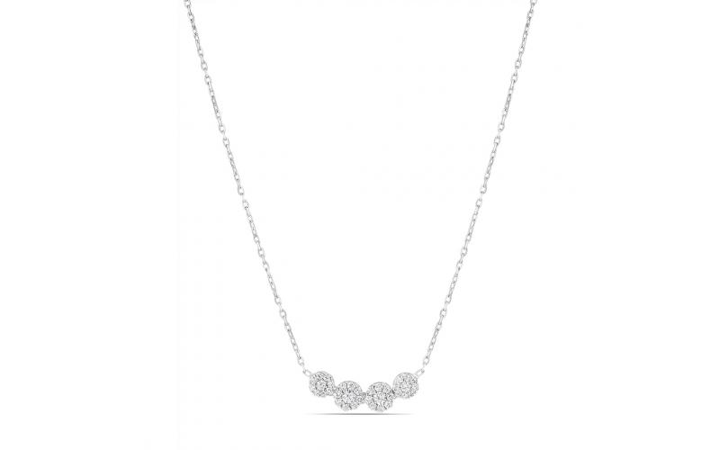 Four-Flower Pendant in White Diamonds