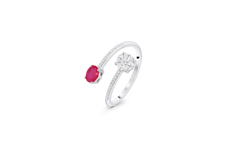 Ruby and Diamond Open Ring