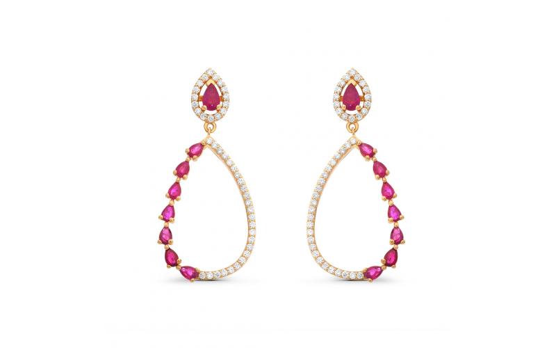 Pear Shaped Ruby Earrings