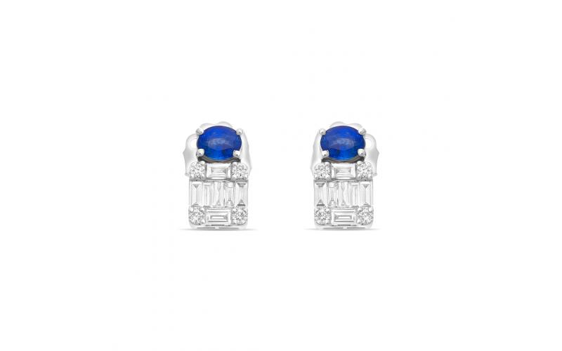 Invisible Setting Earrings with Sapphires