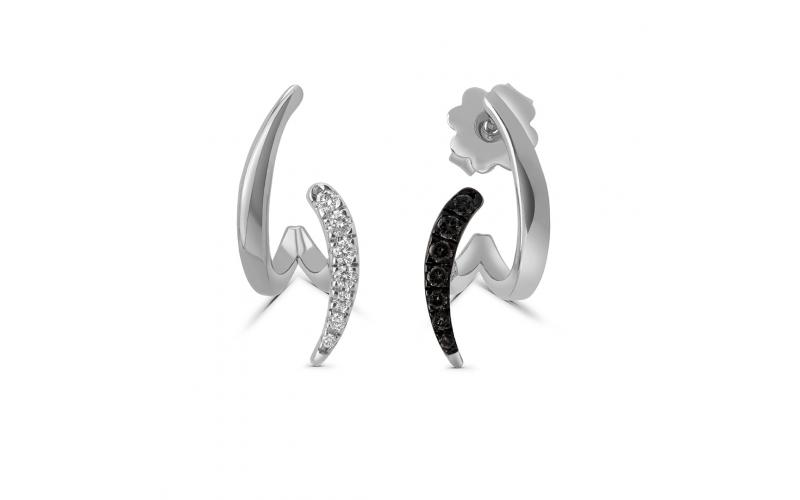 Irregular huggies in White and Black Diamonds