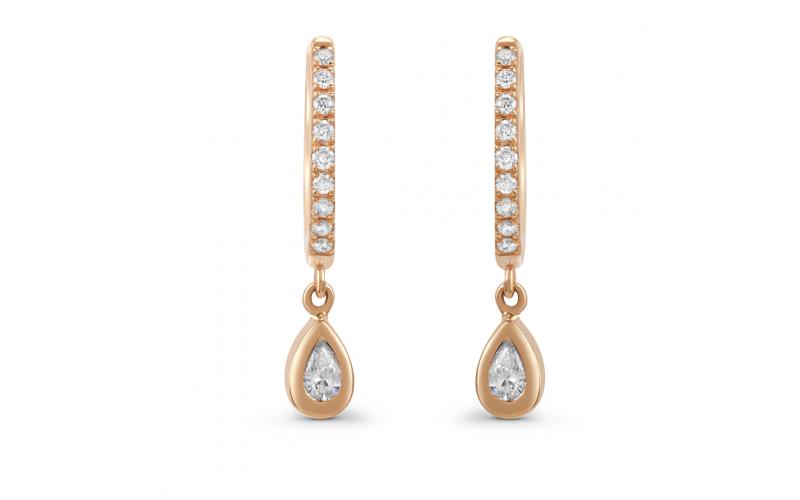 Dangling Huggies in Pear-Shaped Diamonds