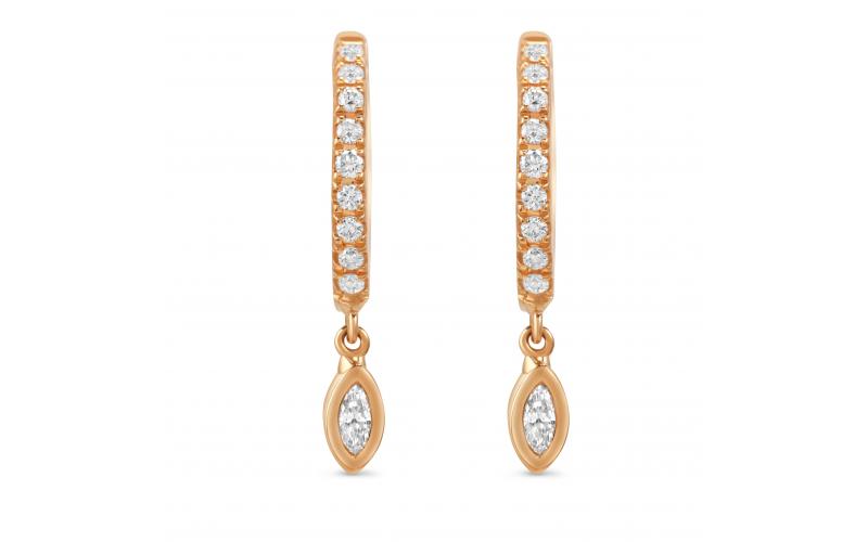Dangling Huggies in Marquise-Shaped Diamonds